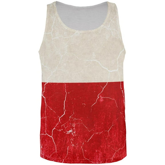 Distressed Grunge Polish Flag All Over Mens Tank Top Multi MD