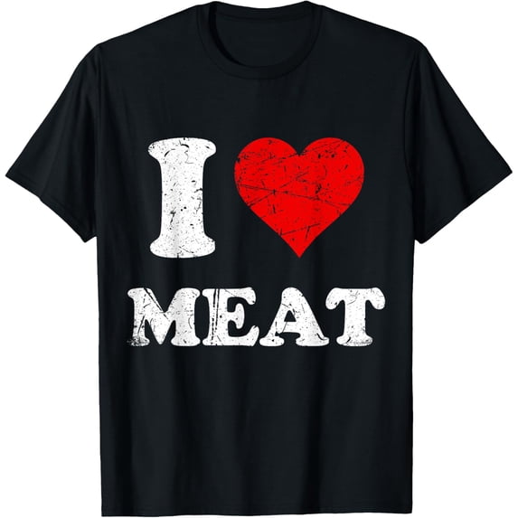 Distressed Grunge Worn Out Style I Love Meat T-Shirt