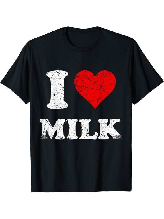 Distressed Grunge Worn Out Style I Love Milk T-Shirt