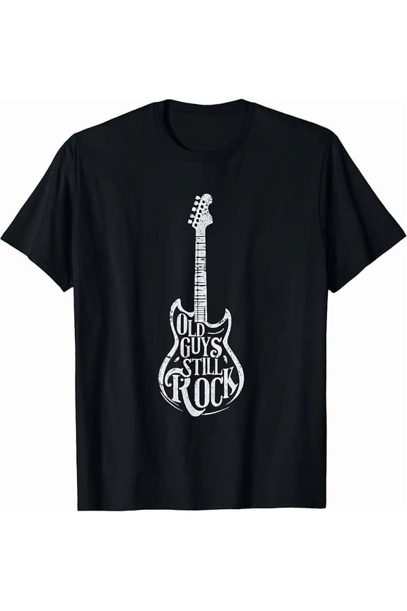 Distressed Guitar Old Guys Still Rock Quote Men Short Sleeve Graphic Tee