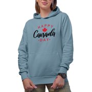 Distressed Happy Canada Day - Maple Leaf, Canadian Themed Merch Gift, Light Blue Hooded Sweatshirt or Hoodie, 3XL