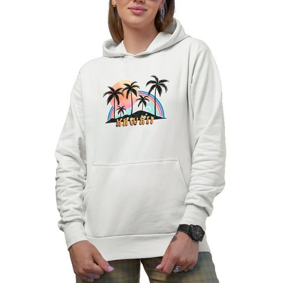Distressed Hawaii - Beach Art Merch Gift, White Hooded Sweatshirt or Hoodie, Small