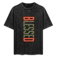 thumbnail image 1 of Distressed Heather Gray Tee Bold Blessed Gradient Print Relaxed Street Style, 1 of 7