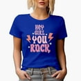 thumbnail image 1 of Distressed Hey Girl, You Rock, Retro Art Merch, Royal Blue T-Shirt, 3XL, 1 of 5