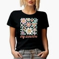 thumbnail image 1 of Distressed Hey, Sunshine & Retro Smiling Flowers Art Merch Gift, Black T-Shirt, Small, 1 of 5
