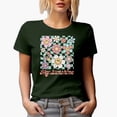 thumbnail image 1 of Distressed Hey, Sunshine & Retro Smiling Flowers Art Merch Gift, Military Green T-Shirt, Large, 1 of 5