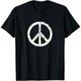 thumbnail image 1 of t-shirt Distressed Hippie Peace Sign Cool Vintage Symbol Men Women T-ShirtMen and women can wear, black T-shirts, gifts. Age: M,L，XL 2XL, 3XL, 4XL, 1 of 4