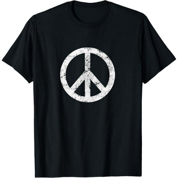 t-shirt Distressed Hippie Peace Sign Cool Vintage Symbol Men Women T-ShirtMen and women can wear, black T-shirts, gifts. Age: M,L，XL 2XL, 3XL, 4XL