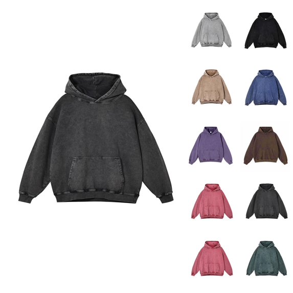 Distressed Hoodies for Women 2025 Long Sleeve Washed Vintage Loose Hoodie with Pockets Hooded Sweatshirt Pullover Tops