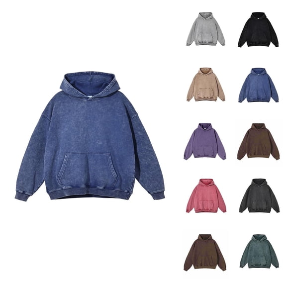 Distressed Hoodies for Women 2025 Long Sleeve Washed Vintage Loose Hoodie with Pockets Hooded Sweatshirt Pullover Tops