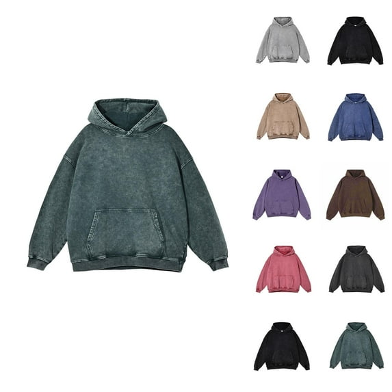 Distressed Hoodies for Women 2025 Long Sleeve Washed Vintage Loose Hoodie with Pockets Hooded Sweatshirt Pullover Tops
