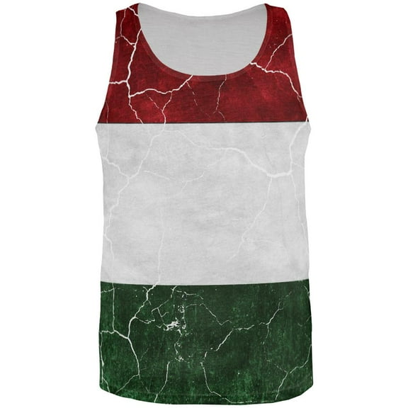 Distressed Hungarian Flag All Over Mens Tank Top Multi MD