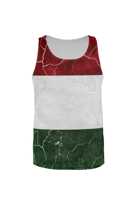 Distressed Hungarian Flag All Over Mens Tank Top Multi MD