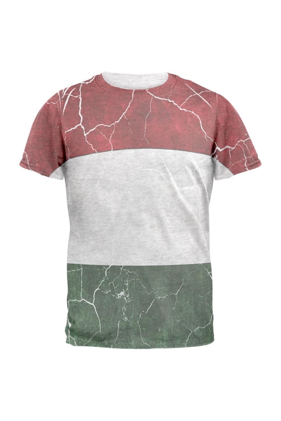 Distressed Hungarian Flag Mens T Shirt Heather White X-LG