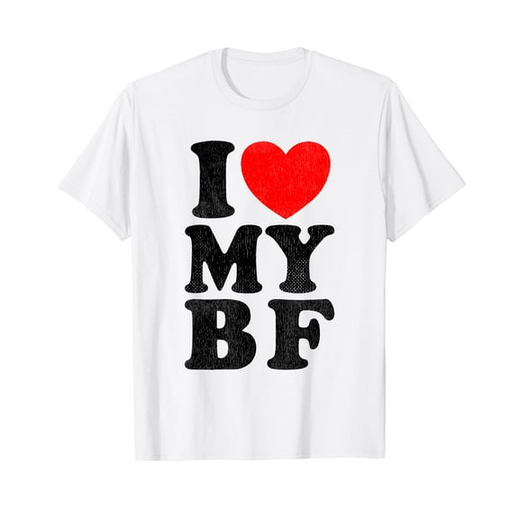 Distressed I Love My Boyfriend Shirt Funny I Heart My BF T-Shirt