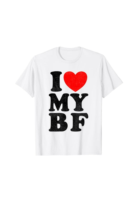 Distressed I Love My Boyfriend Shirt Funny I Heart My BF T-Shirt
