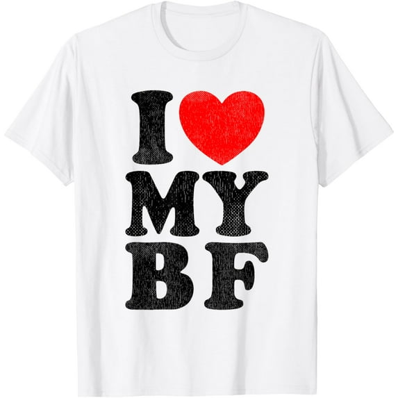 Distressed I Love My Boyfriend Shirt Funny I Heart My BF T-Shirt