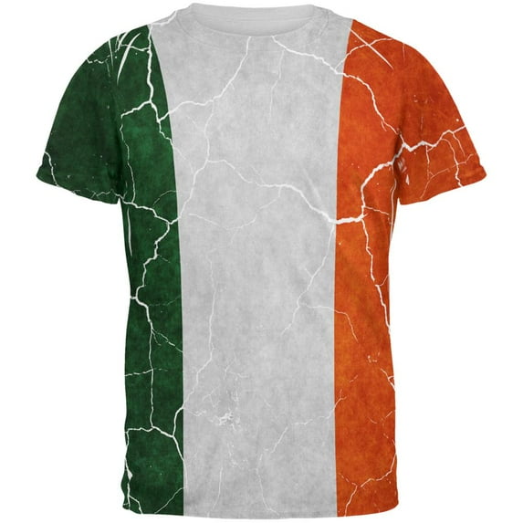 Distressed Irish Flag All Over Mens T Shirt Multi 2XL