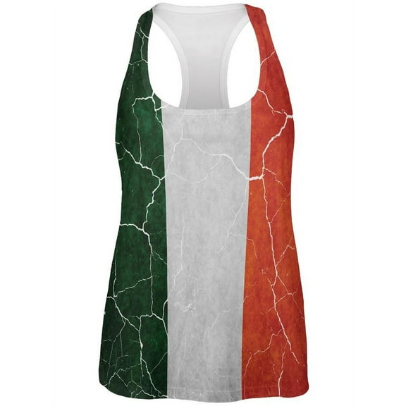 Distressed Irish Flag All Over Womens Work Out Tank Top