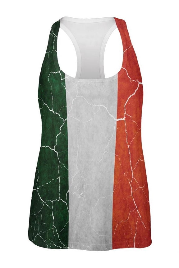 Distressed Irish Flag All Over Womens Work Out Tank Top
