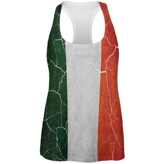 Distressed Irish Flag All Over Womens Work Out Tank Top