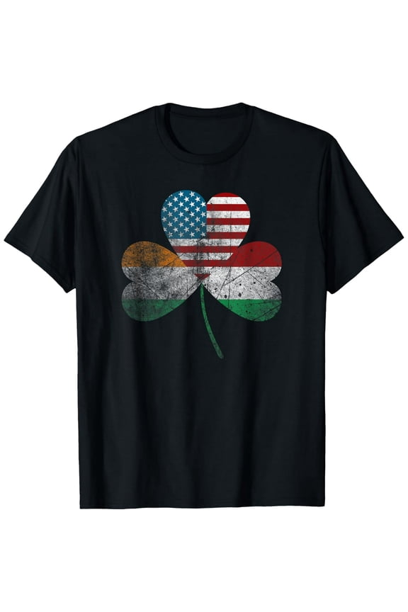 Distressed Irish Italian American Flag Shamrock Unisex Short Sleeve Graphic Tee