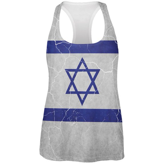 Distressed Israeli Flag All Over Womens Work Out Tank Top