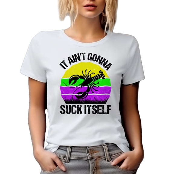 Distressed It Ain't Gonna Suck Itself feat. a Crawfish, White T-Shirt, XL