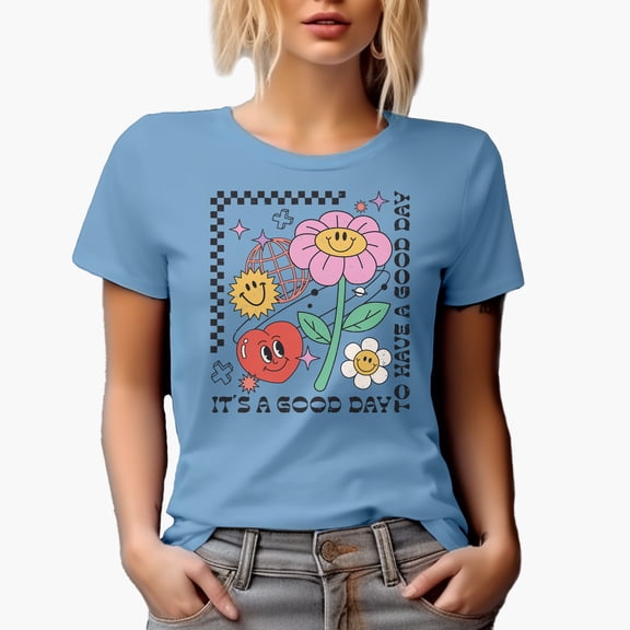 Distressed It's a Good Day to Have a Good Day - Retro Smiling Faces Art Merch Gift, Baby Blue T-Shirt, 3XL