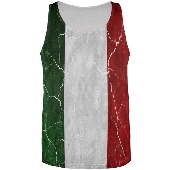 Distressed Italian Flag All Over Mens Tank Top Multi X-LG