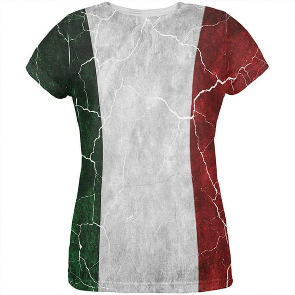 Distressed Italian Flag All Over Womens T Shirt Multi MD