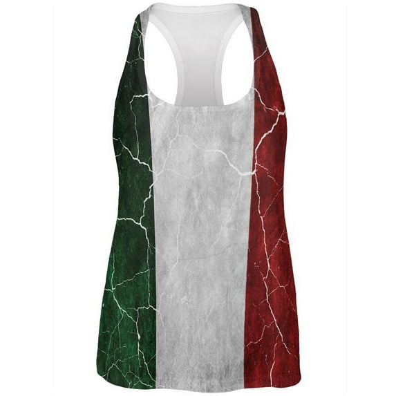 Distressed Italian Flag All Over Womens Work Out Tank Top Multi X-LG