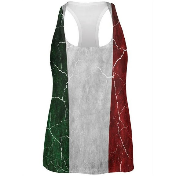 Distressed Italian Flag All Over Womens Work Out Tank Top Multi X-LG
