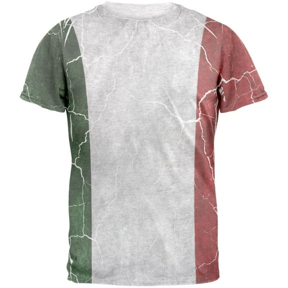 Distressed Italian Flag Mens T Shirt Heather White X-LG