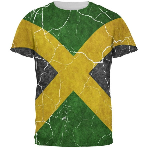 Distressed Jamaican Flag All Over Mens T Shirt Multi 2XL