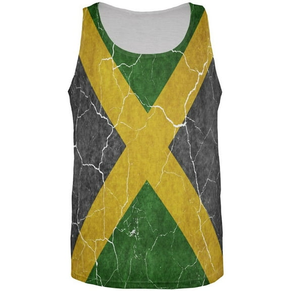 Distressed Jamaican Flag All Over Mens Tank Top Multi MD