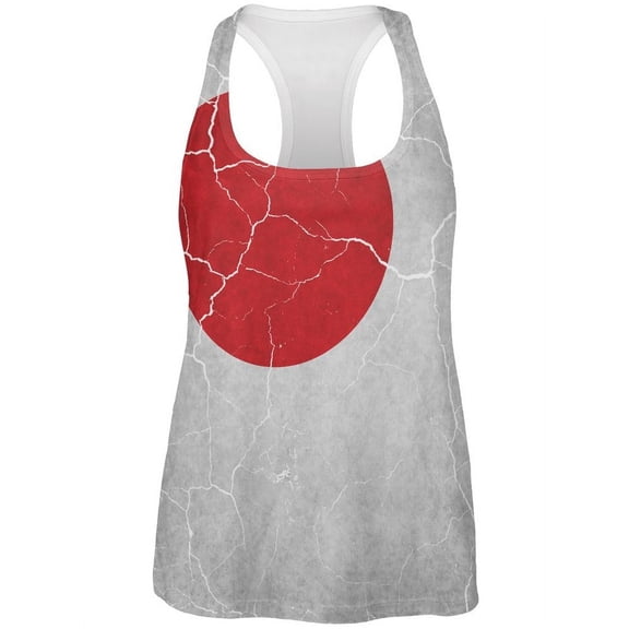 Distressed Japanese Flag All Over Womens Work Out Tank Top Multi SM