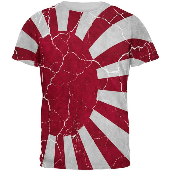 Distressed Japanese Rising Sun Flag All Over Mens T Shirt Multi 2XL