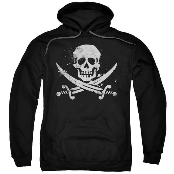 - Distressed Jolly Roger - Pull-Over Hoodie - Large