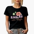 thumbnail image 1 of Kiss Me I'm Irish, Retro St. Patrick's Day Gift, Black T-Shirt, Large, 1 of 5