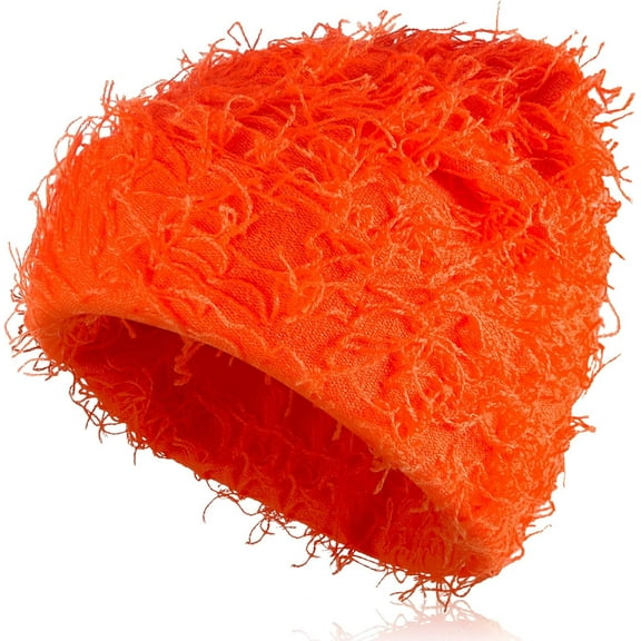 Distressed Knitted Beanie Fuzzy Winter Hats Warm Beanies for Women Men, Unisex Snow Knit Cap Skull Cap