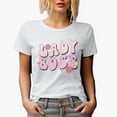 thumbnail image 1 of Distressed Lady Boss - Retro Groovy Wavy Text Art Merch Gift, White T-Shirt, Small, 1 of 5
