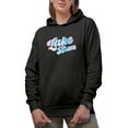 thumbnail image 1 of Distressed Lake Bum Tie Dye Text Art, Black Hooded Sweatshirt or Hoodie, 2XL, 1 of 5