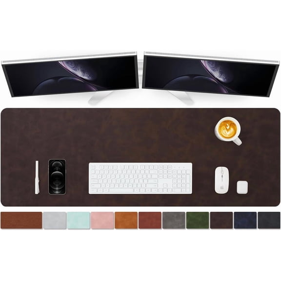 Distressed Leather Desk Mat - Non-Slip PU Desk Pad for Office and Home - Desk Organization and Accessories - Ideal for Large Mouse Pad and Desk Mats on Top of Desks(Espresso,47.2"x 17")