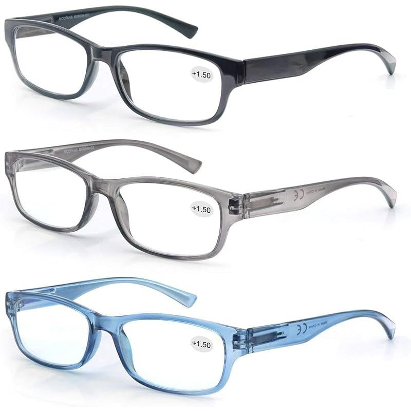 Reading Glasses Men and Women 3Pack Readers Spring Hinge BLack Gray ...