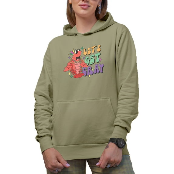 Let's Get Cray with a Crawfish or Crayfish Art Merch Gift, Sand Hooded Sweatshirt or Hoodie, Small