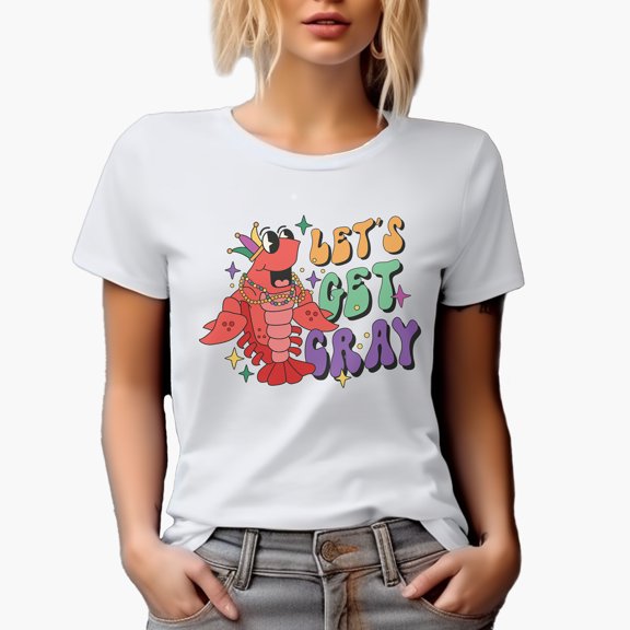Distressed Let's Get Cray - Crawfish or Crayfish Art Merch Gift, White T-Shirt, Small