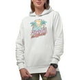 thumbnail image 1 of Distressed Life's a Beach, Enjoy the Waves - Retro Art Merch Gift, White Hooded Sweatshirt or Hoodie, XL, 1 of 5