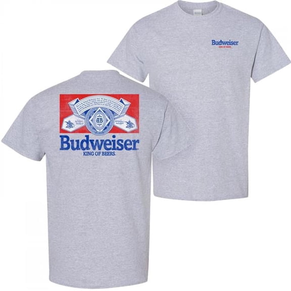 Distressed Logo Front & Back Print Cotton T-Shirt, Grey - Small