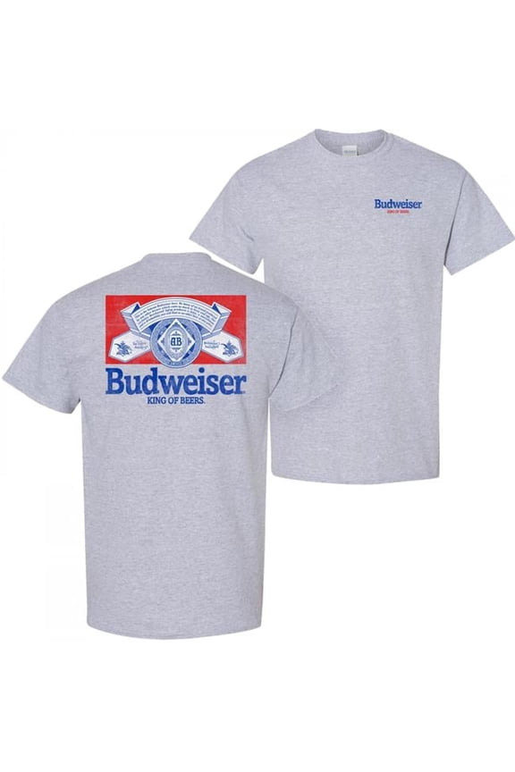 Distressed Logo Front & Back Print Cotton T-Shirt, Grey - Small